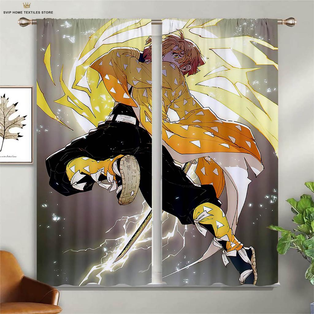Cartoon Hitzköpfige Anime Bedruckte Vorhänge für Kinderzimmer, Wohnzimmer, Arbeitszimmer, Dekorative Vorhänge, 2 Stück