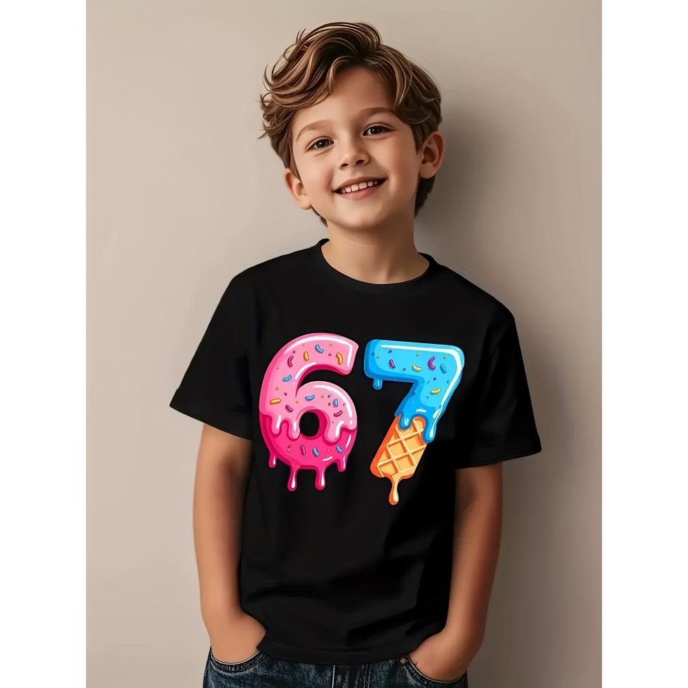 Six Seven Math Jokes Printed Fun Leisure Round Neck Summer Comfortable Children's T-shirt