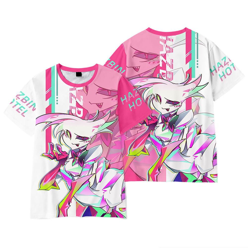 

12 цветов Hazbin Hotel Женские мужские футболки Рубашка в стиле аниме с круглым вырезом с мультяшным принтом Негабаритные с короткими рукавами Модная мужская одежда Уличная одежда XXL