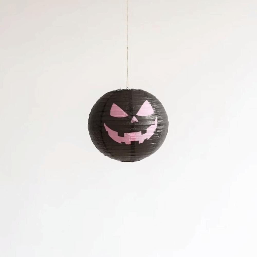 Color-Blocked Pumpkin Paper Lantern Foldable Round Paper Lanterns Hanging Lamp Ball Bar Decoration