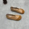 Genuine Leather Single Shoes Spring and Summer Color-matched Round Toe Simple and Versatile Soft-soled Soft Cowhide Casual Shoes