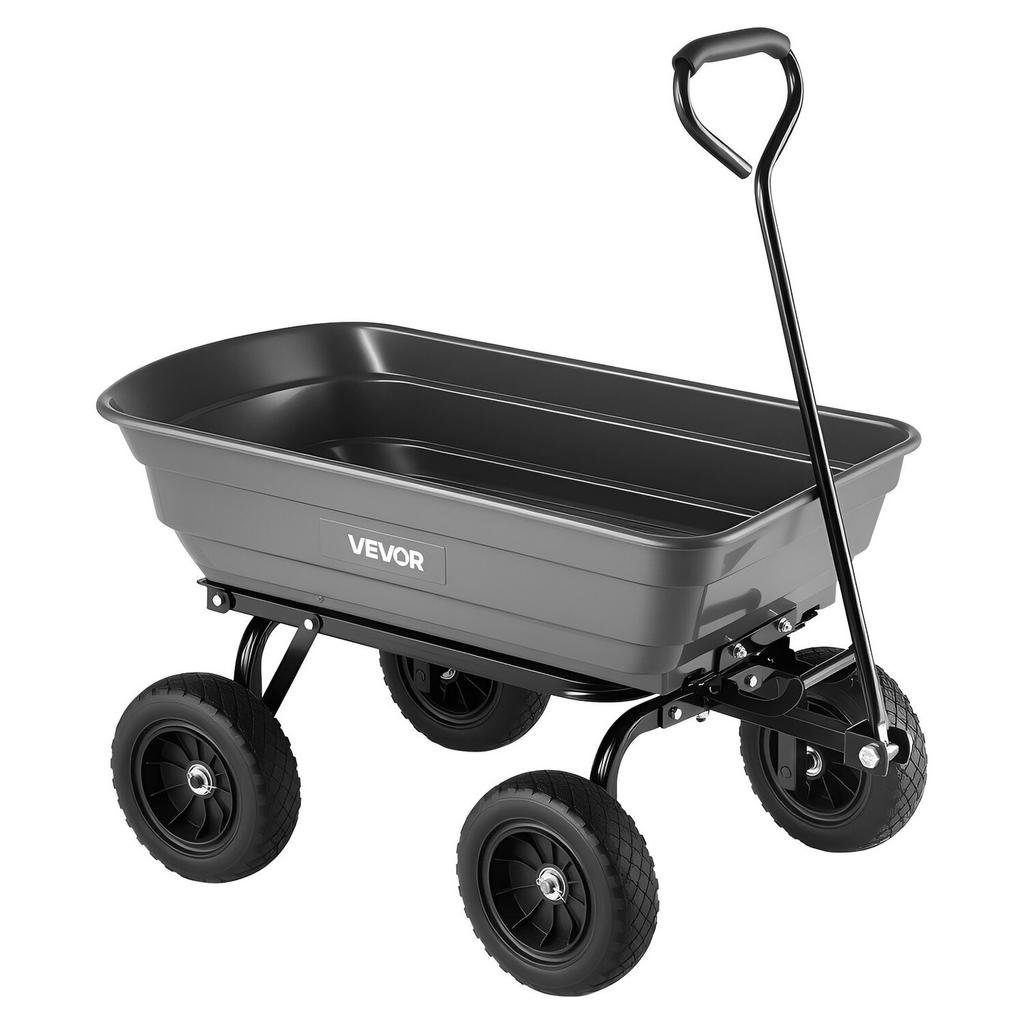 Garden Dump Cart, 272 kg Poly Dump Cart, Garden Carts Dumps Wagon with 90° Quick-Dumps Mechanism, 180° Swivel Wheels, 270° Flexible Rotating Bearings,