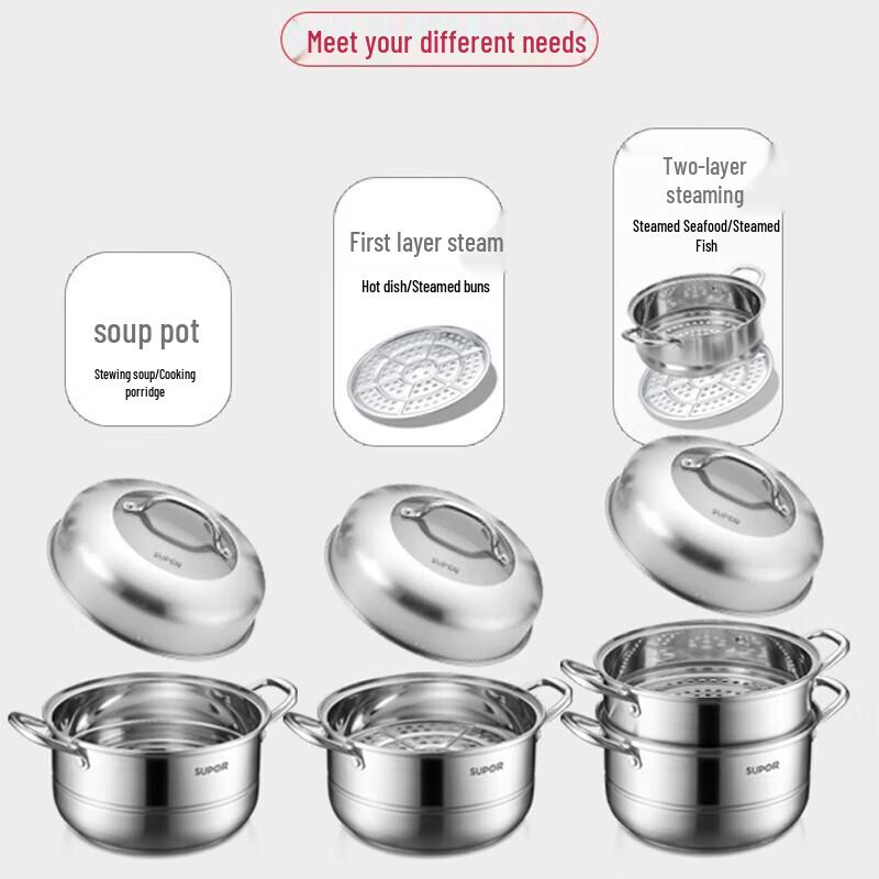SUPOR 26cm 3-Layer Stainless Steel Steamer