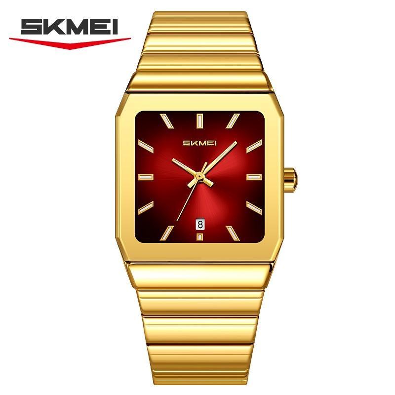 Mens Minimalist Square Analog Watch Luminous Date Waterproof Steel Strap Casual Business Quartz Wristwatch