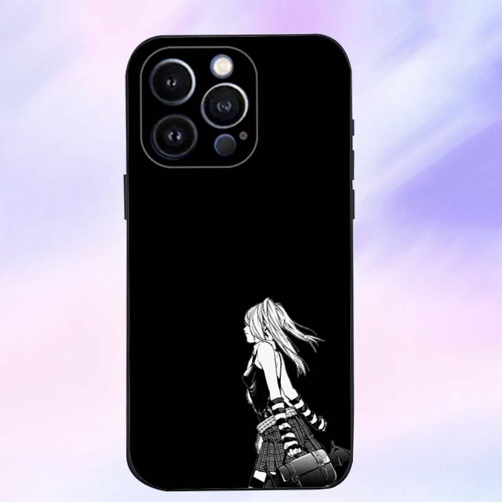 M-Misa Anime D-Death N-Note Phone Case For iPhone 16,15,14,13,12,11 Plus,Pro Max,XS,X,XR,SE,Mini,8,7,Soft Silicone Black Cover