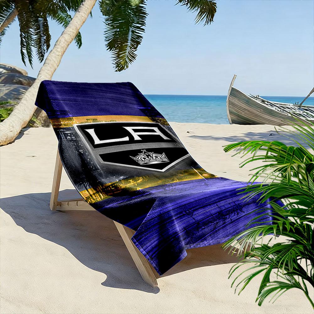 "LA Cityscape with Crown Emblem Design" Patterned beach towel quick dry perfect for travel outdoor sports jogging the beach and swimming