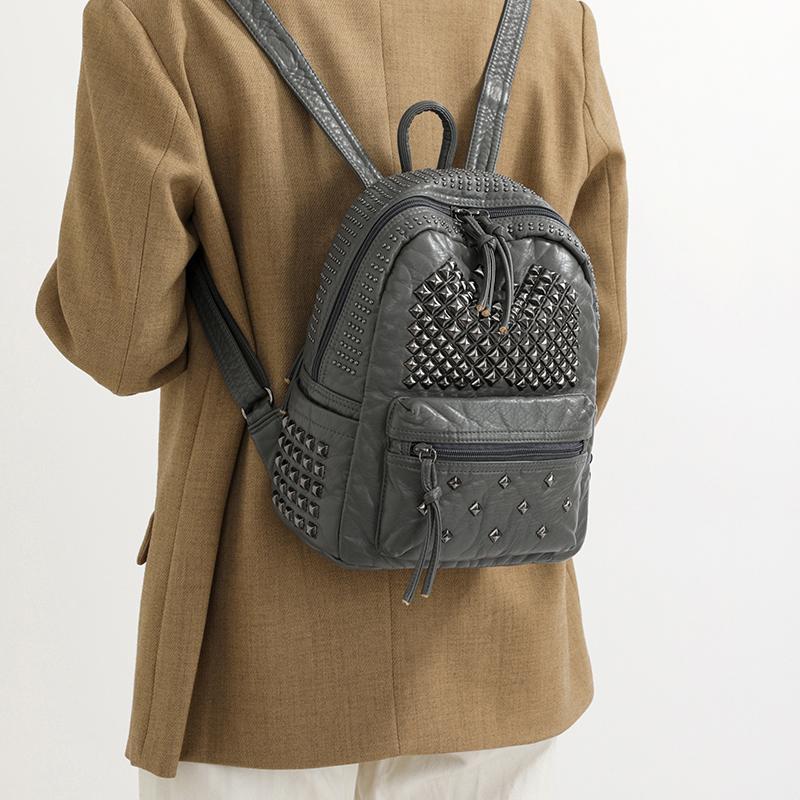 Rivet PU Backpack Women Travel Backpack