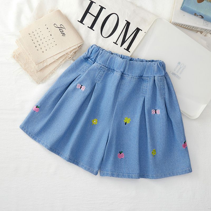 

Летнее платье для девочек, короткая юбка, новое, средней длины, детское, летнее, джинсовая юбка для девочек, тонкие шорты 120