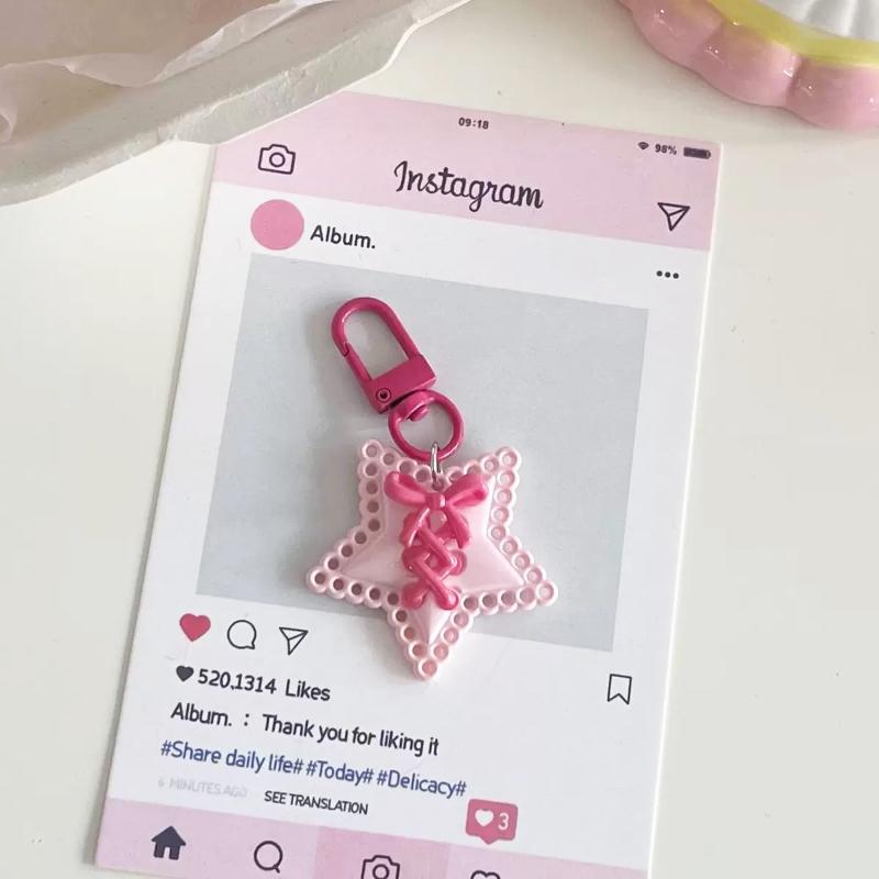 1PC Keychain Initial Pendant For Bags Backpacks Key Accessory Bowknot Creative Plastic Portable Heart Gift Colourful Lightweight