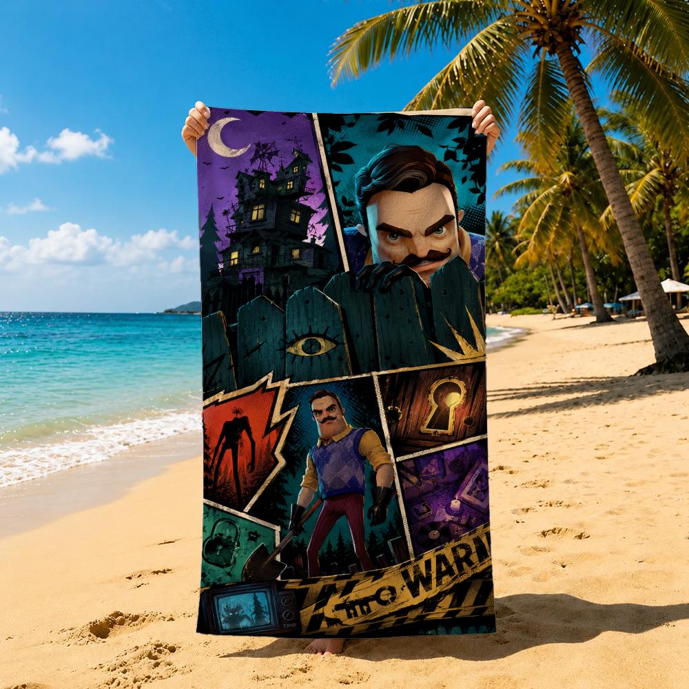 Game H-Hello Neighbor Towel Towel Soft Pool Gift For Travel Gym Shower Cool Camping Quick Dry Sports Large Beach Towel