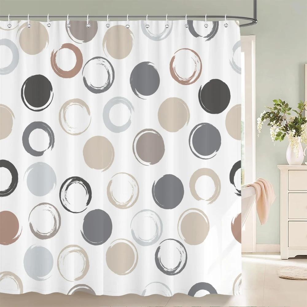 Nuova Tenda da Doccia in Tessuto di Poliestere con Stampa Pebble, Tenda Impermeabile per Bagno con Ganci, Decorazione per la Casa, Tende da Bagno, Paravento per Vasca da Bagno