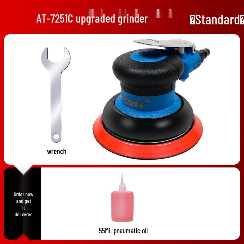 Taiwan Industrial-Grade Pneumatic Grinder with Dust Extraction and Round Sandpaper.
