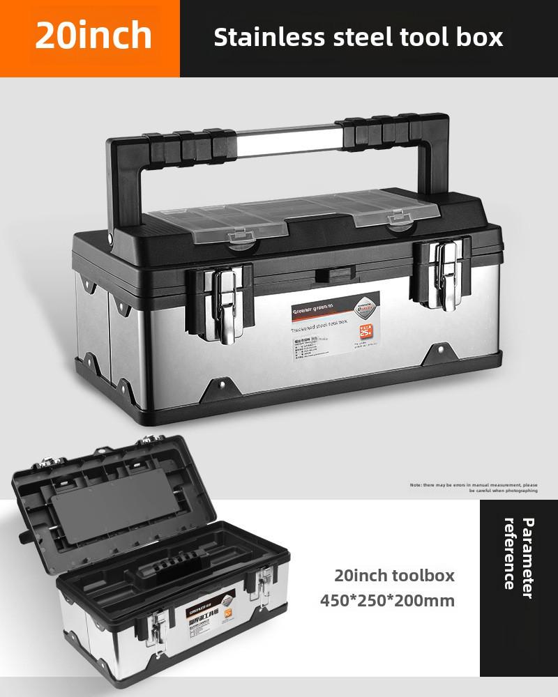 Green Forest Stainless Steel Toolbox: Multifunctional Storage for Hardware & Electricians
