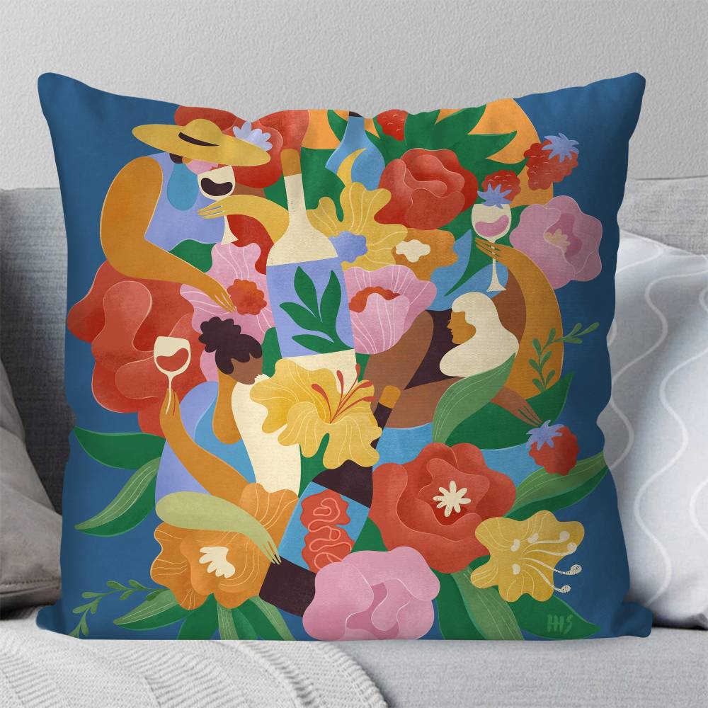 Flower Art Pillow Case Fashion Square Pillowcase Bedroom Sofa Room Ins Decoration Leisure