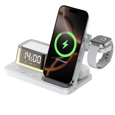 JEDI Folding2026 3 In 1 Wireless Charger Station with Alarm Clock & Ambient Light