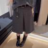 Thirteen Rows Grey Wool Blend Mid-Length Women's Skirt - 2025 Autumn/Winter Collection