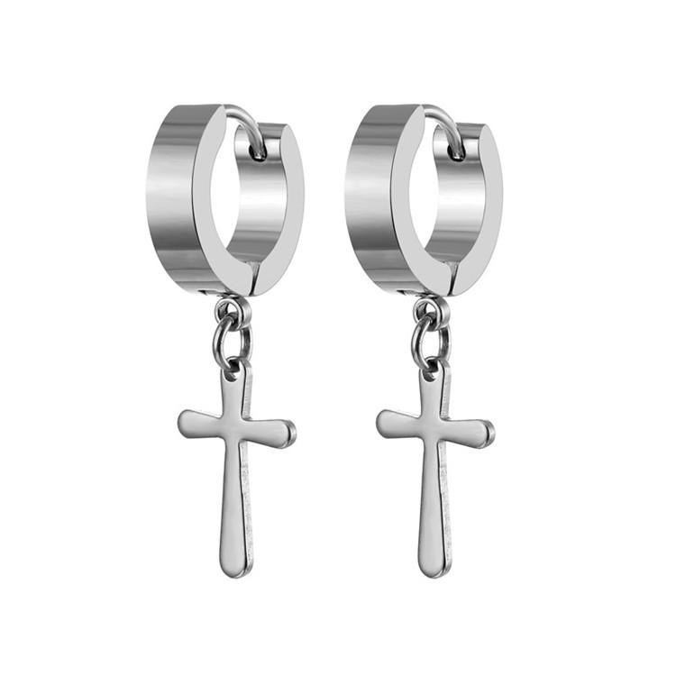 1 Pair Stainless Steel Cross Ear Clips for Men & Women - No Piercing Required