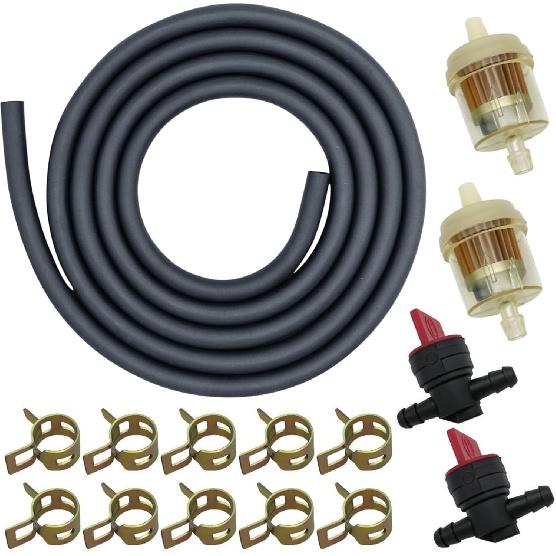 STRONGTHIUM 1/4 In Gas Fuel Line Hose With Clamps Valve & Filters Kit Compatible With Briggs & Stratton Craftsman MTD Kawasaki Kohler Small Engines