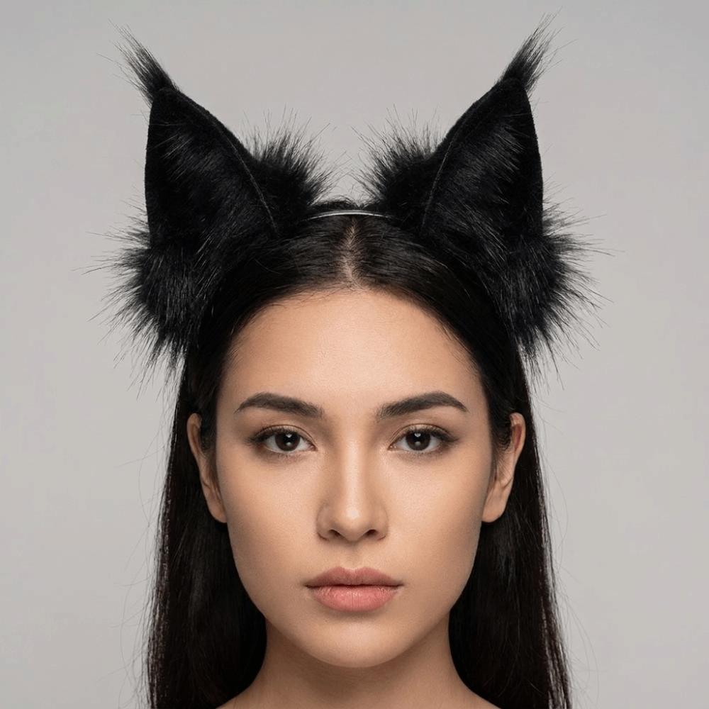 Lolita Cat Ears Headband JK Furry Cosplay Headwear Funny Wolf Dog Hair Band Halloween