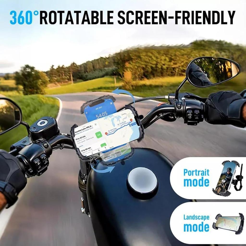 Bike Motorcycle Phone Holder With 2 Clamps, [New Generation] Bicycle Cell Phone Mount Better Suited For Flat Handlebars & Bicycle Stems, Electric