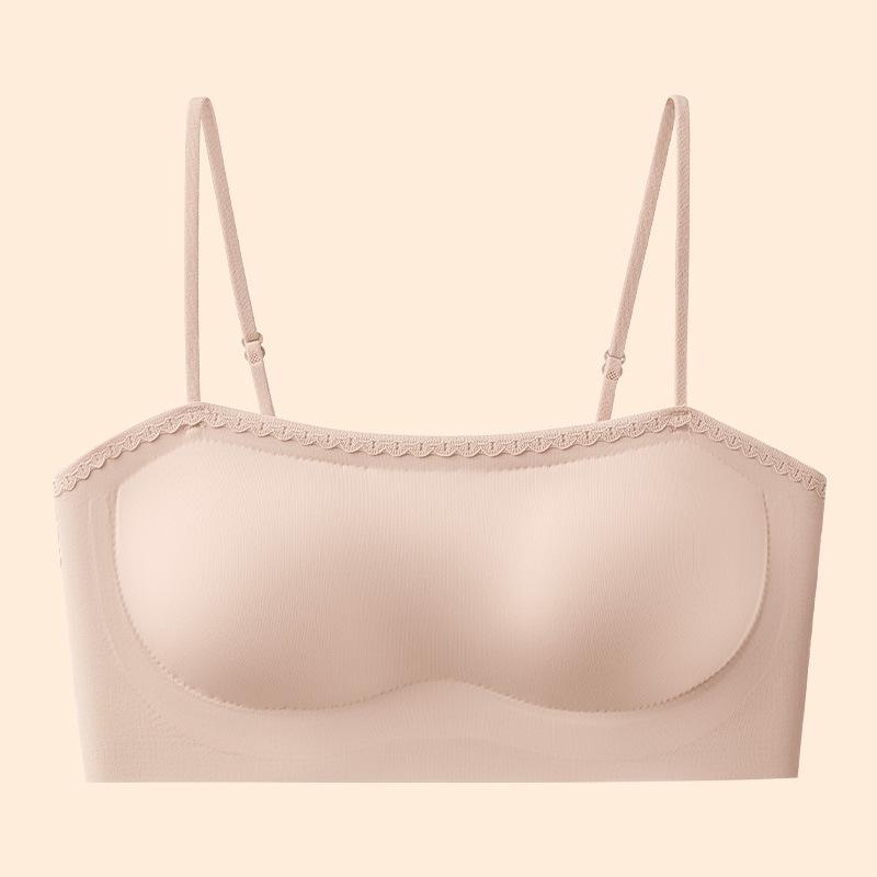 One-piece fixed cup, liquid foundation tube top, anti-light gathering, comfortable and breathable, cool feeling, thin shoulders, beautiful back