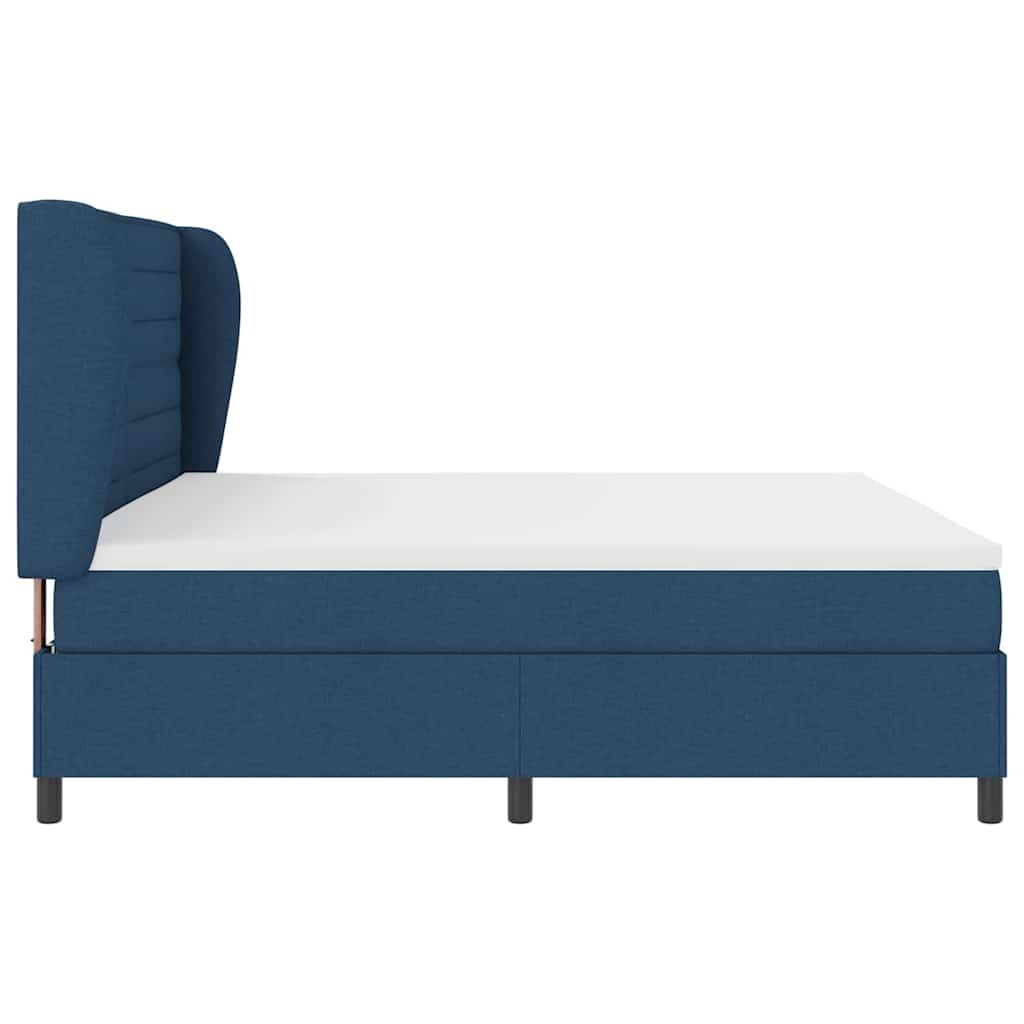 Box Spring Bed with Mattress and Headboard Blue 200 x 200 cm Fabric
