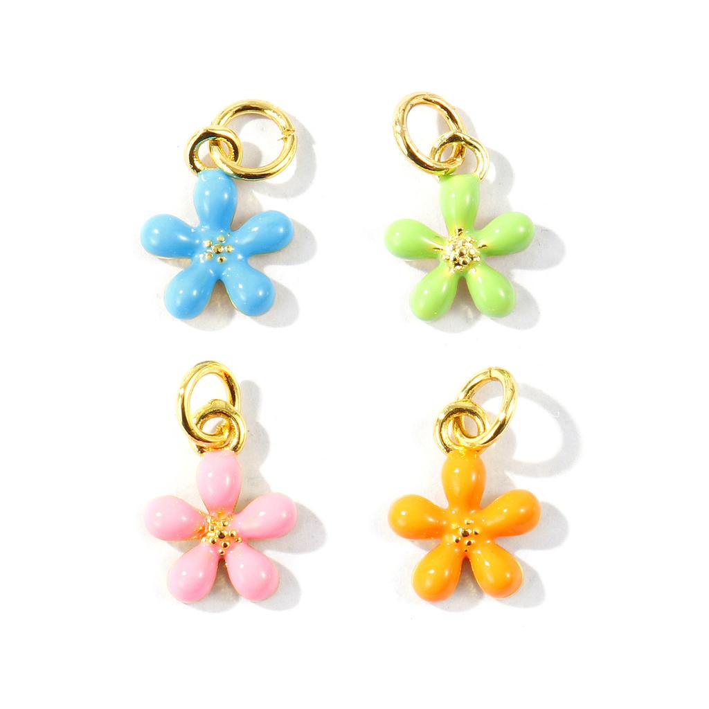 2pcs Mini Flower Charms Multicolor Enamel Brass 18K Gold Plated Pendants For DIY Necklace Earrings Jewelry Findings 14x9mm