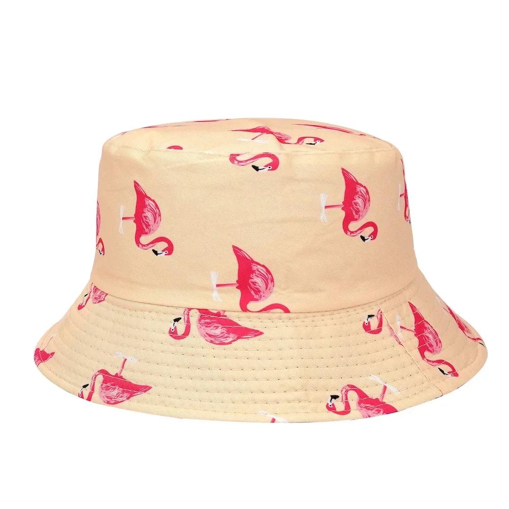 Panama Bucket Hat For Men Women Summer Bucket Cap Flamingo Print Hat Bob Hat Hip Hop Gorros Fishing Fisherman Hat