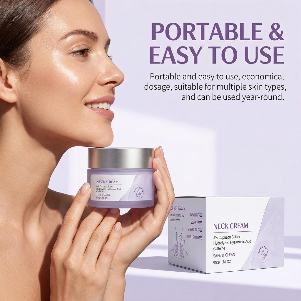 Crème hydratante pour le cou, soin doux respectueux de la peau, peau douce du visage et du cou, crème de massage rafraîchissante et hydratante pour le visage et le cou 50g