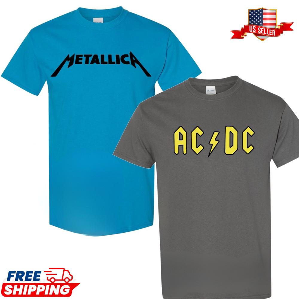 Vintage Rock Costume Shirt Set, Funny Cartoon Duo Tee, Halloween Parody Outfit Unisex T-Shirt L