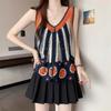 Versatile Hollowed Out Vest Dress Crochet Loose Sleeveless Cover Up Printed Knit Ethnic Bohemian Vest For Summer Beach Vacation