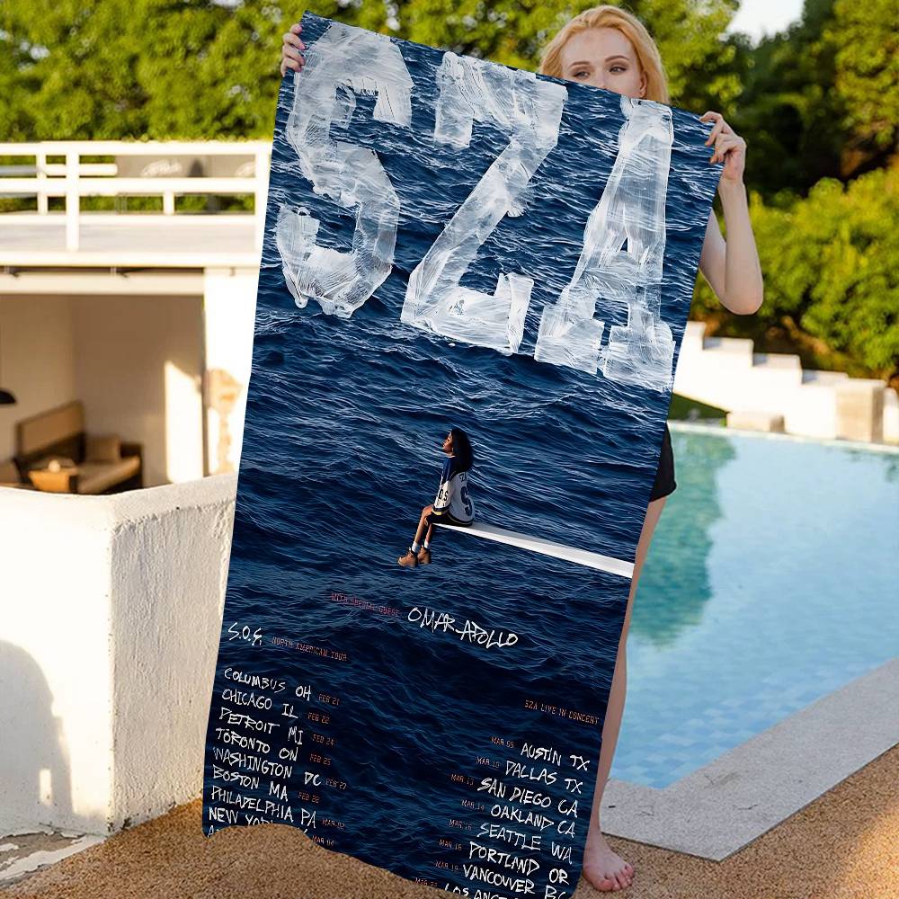 SZA SOS Album Bath Towel Microfiber Soft Water Absorbing Breathable For Girl Kids Decorative Cartoon Beach Towel