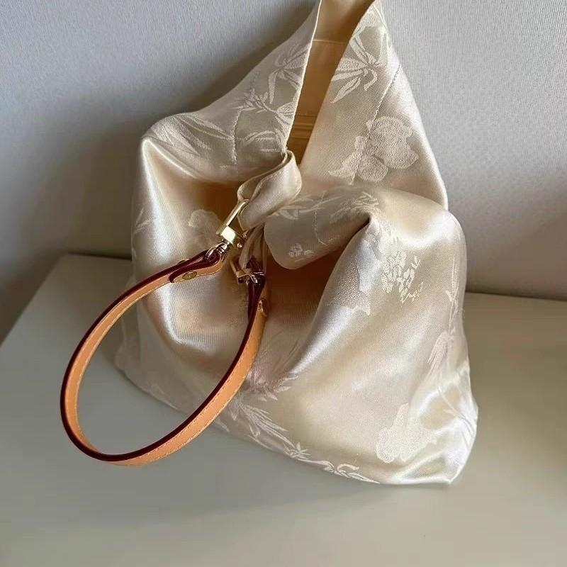 JIAERDI Chinese Style Satin Shoulder Bags Wallets Women Vintage Floral Chic Y2k Underarm Bag Ladies Harajuku Handbag Aesthetic