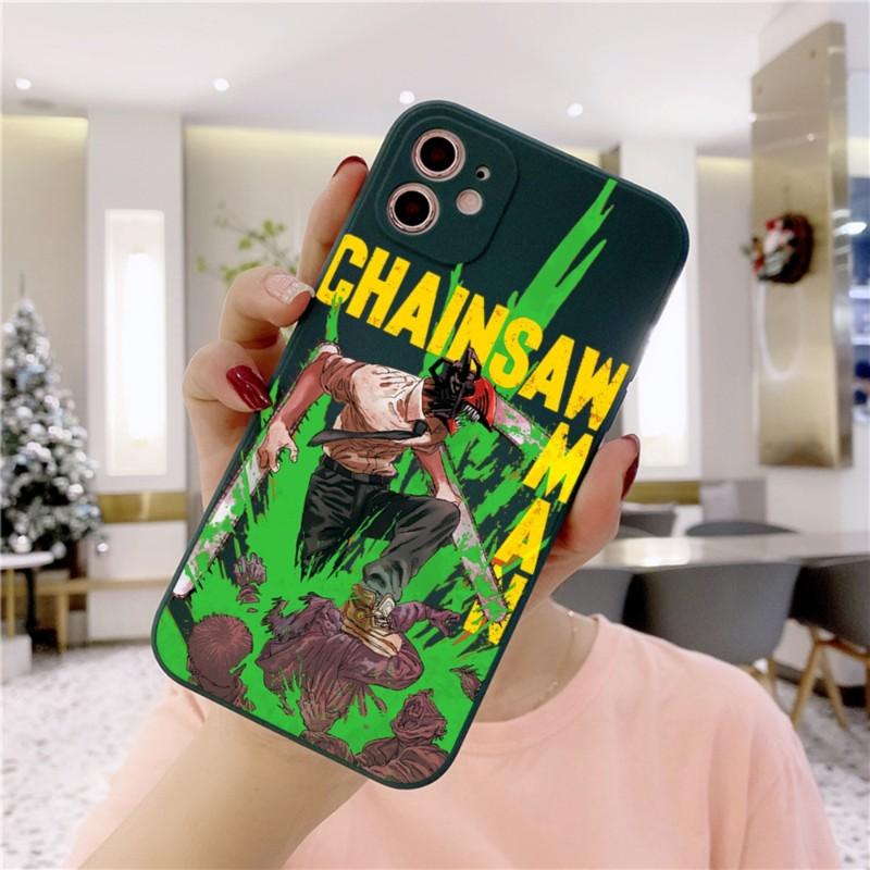 Japan Chainsaw Man Phone Case For IPhone 14 11 12 13 Pro Max X XR XSMax 6 6S 7 8 Plus SE 2022 Soft Square Color Phone Cover