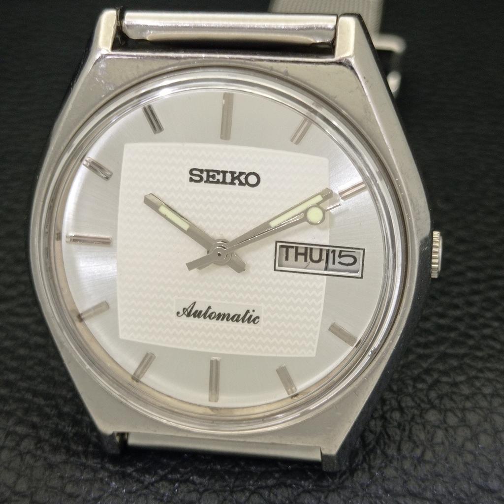 AUTOMATIC VINTAGE SEIKO 6319A JAPAN MENS WHITE COLOR DIAL WATCH a500827-5 R154-a500827