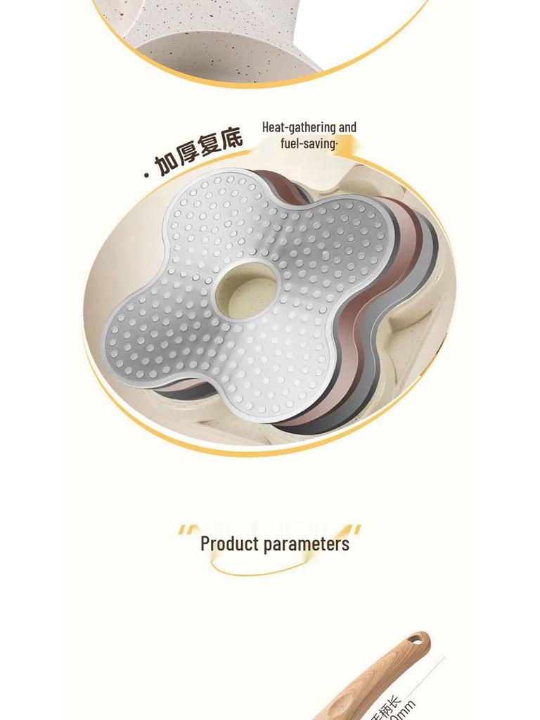 Non-Stick Deep Maifan Stone Pancake Frying Pan with Four-Hole Design for Easy Breakfast Cooking