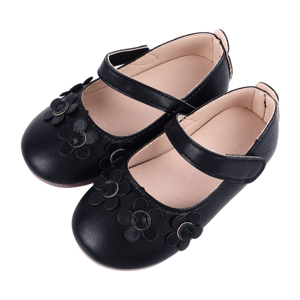 Kids PU Leather Shoes Fashionable Flower Soft Soled Comfortable Flat Dress Shoes for Party Stage
