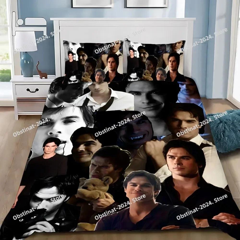 D-Damon Salvatore The Vampire Diaries Duvet Pillowcase Bedding Set Boy Girl Bedroom Decoration Children Gift Single Double Large