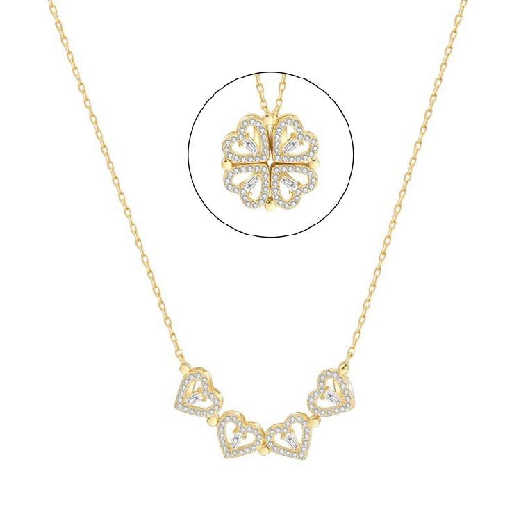 

Ожерелье Любовь Сердца Удача Четырехлистный Клевер Подвеска на Ключицу для Девочек 1