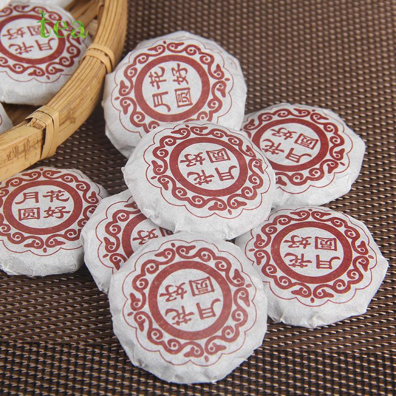 Mid Autumn Festival mooncakes, Pu'er tea, beautiful flowers, full moon, independent small packaging, mini Tuo tea, Pu'er ripe tea 500g