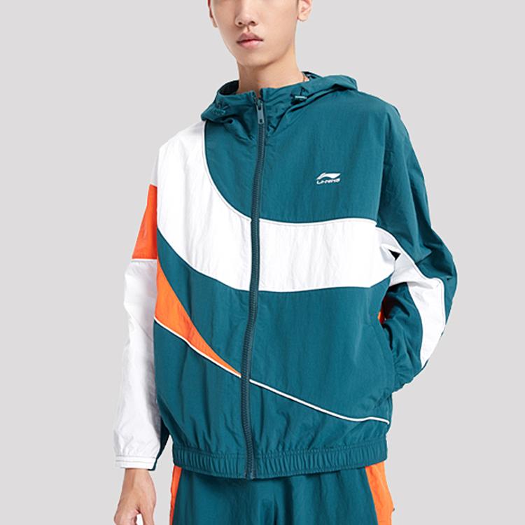 Li Ning Locker Geschnittenes Sport-Hoodie-Jacke mit durchgehendem Reißverschluss Herrenjacken Ozeanblau AFDQ395-2