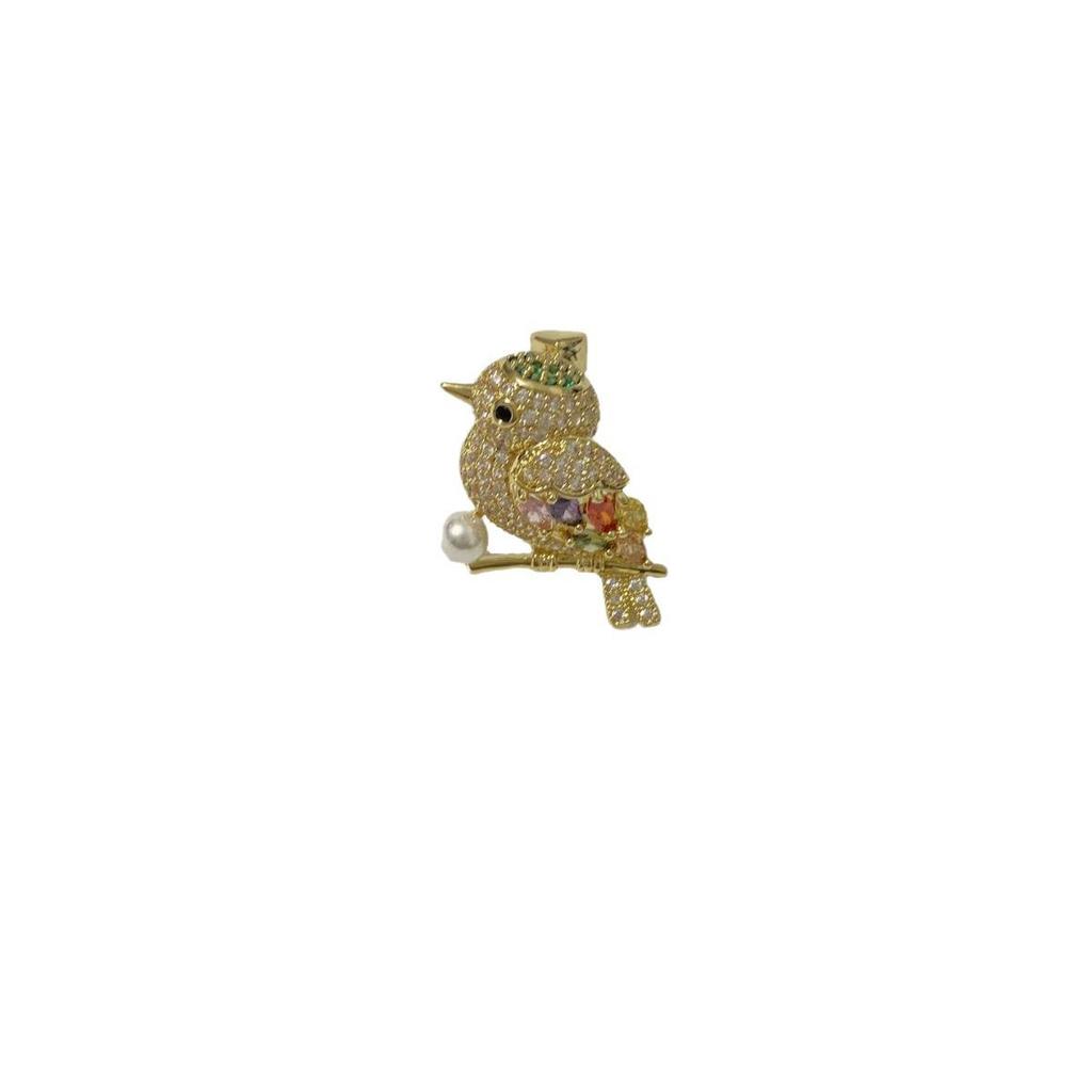 Little Bird Lapel Pin: Women's Copper Brooch for Shirt Collar, Fashion Corsage and Anti-Exposure Jewelry