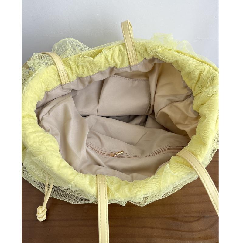 The Drawstring Bow Bucket Bag Is Cute and Sweet A Single-shoulder Handbag for The Armpits