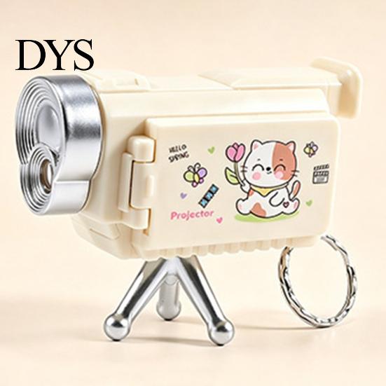 Emergency Makeup Mirror Mini Projector Keychain for Kids Cute Camera Toy with 16 Patterns Light Foldable Stand & Creative Small Gift Students