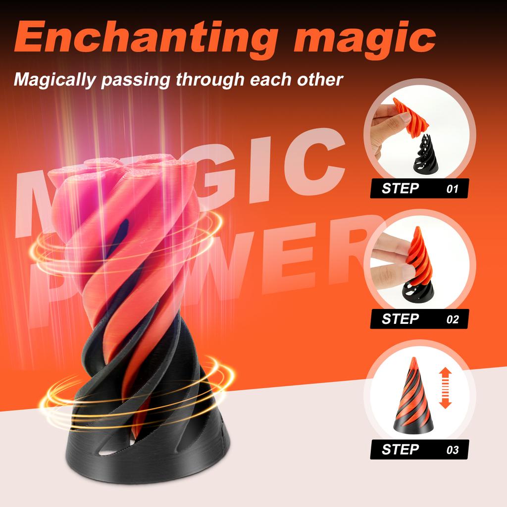3D Printed Spiral Cone Toy Impossible Pyramid Passthrough Sculpture Pass Through Pyramid Toy Mini Vortex Thread Illusion