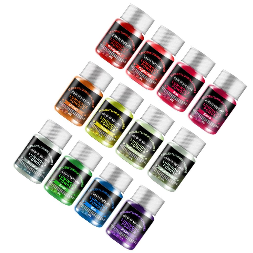 Glow in The Dark Pigment Powder 12 Colors Luminous Powder Epoxy Resin Pigment for Nails Acrylic Paint Glitter Powder DIY