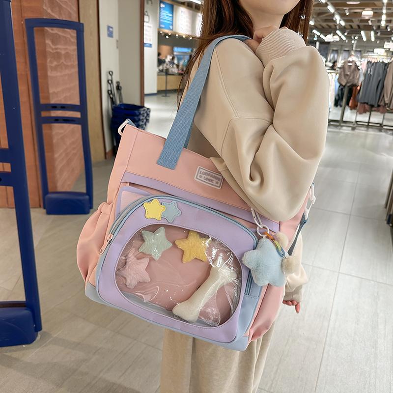 Torba crossbody damska przezroczysta torebka duża pojemność studencka torba na ramię