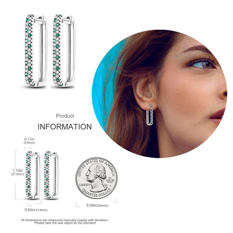 925 Silver Hoop Earrings  For Woman Pendientes Zircon Heart Shape Star Eardrop Original Earring Fashion Jewelry