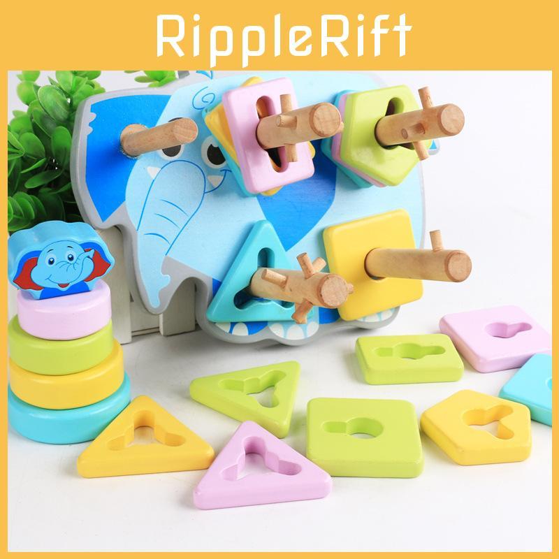 Geometric Shape Match Blocks Elephant Base Pillars Childrens Educational Toy