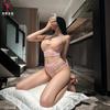Women Sexy Sheer See Through Cut Out Tearable Hip Wrap Lingerie Set